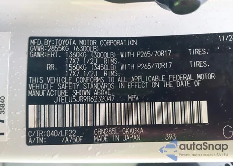 2024 Toyota 4Runner Sr5 Premium/Trd Sport/Trd Off Road Premium/Trd Pro from USA, damaged, VIN JTELU5JR9R6232047